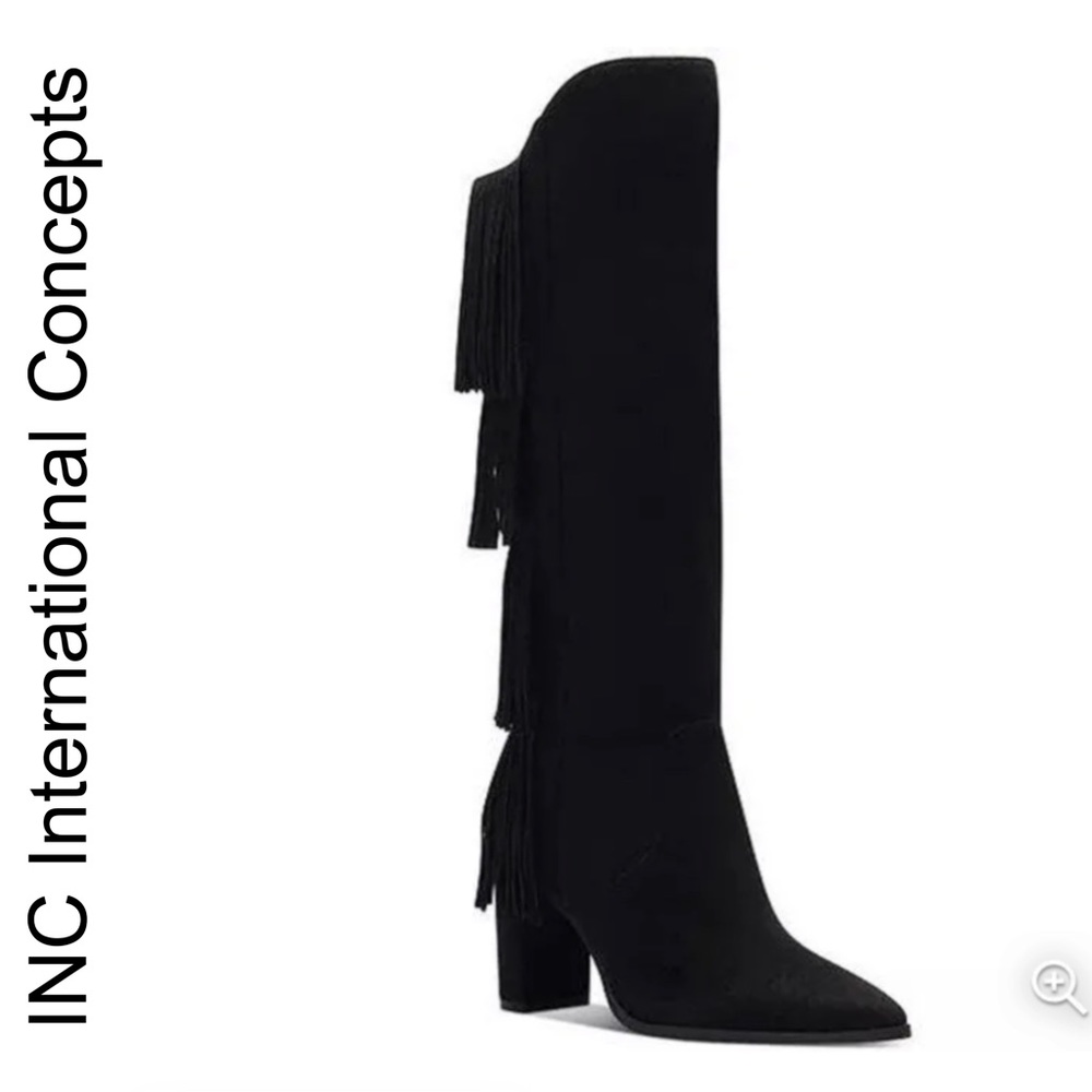 INC Women's Yomesa Fringe Suede Boots Size 8.5